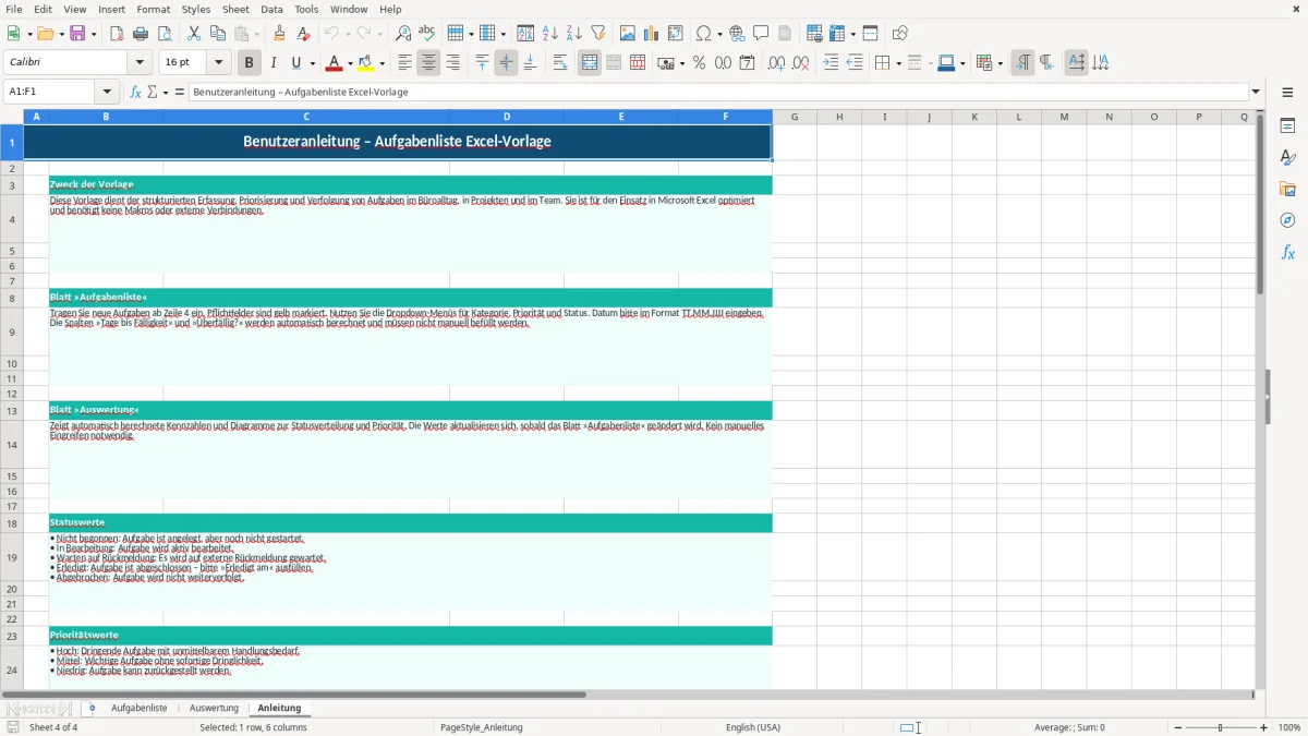 Abbildung 3: Tabellenblatt Auswertung - aufgabenliste excel vorlage Excel-Vorlage