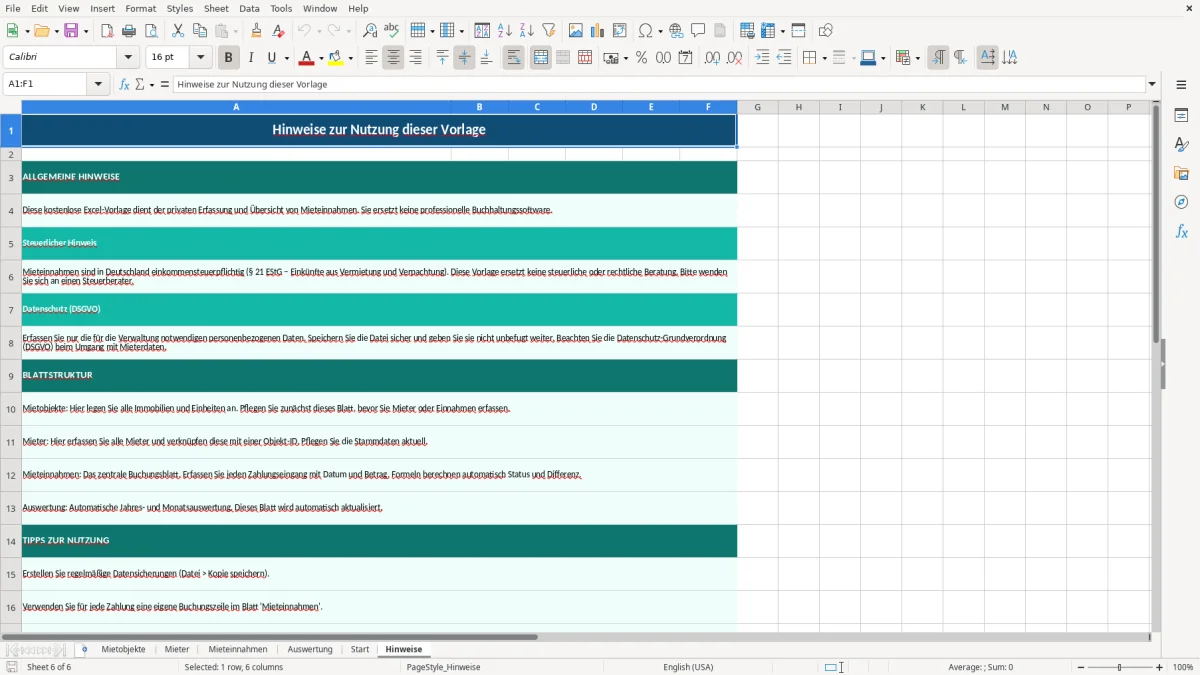 Abbildung 2: Tabellenblatt Mieter - mieteinnahmen excel-vorlage kostenlos Excel-Vorlage