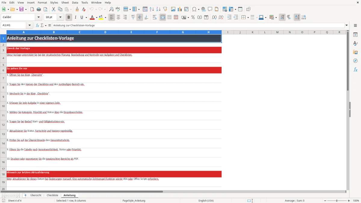 Abbildung 3: Tabellenblatt Listen - excel checkliste vorlage Excel-Vorlage